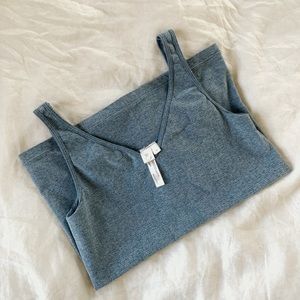 Anthro Eloise Stretch V-Neck Tank in Dusty Blue